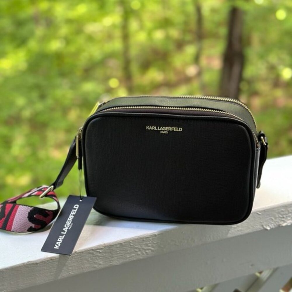 KARL LAGERFELD PARIS MAYBELLE CROSSBODY BAG SHOULDER PURSE BLACK MSRP $178